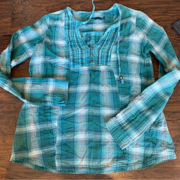 PRANA Women's Plaid Francine Top size Small - Picture 2 of 9